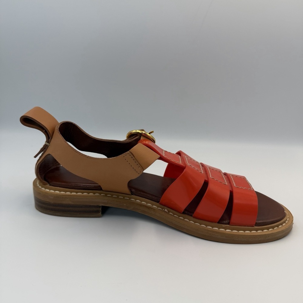 See By Chloe Fisherman Millye Orange Beige PV Rubber Sandals Size 38 (8) - Picture 3 of 12
